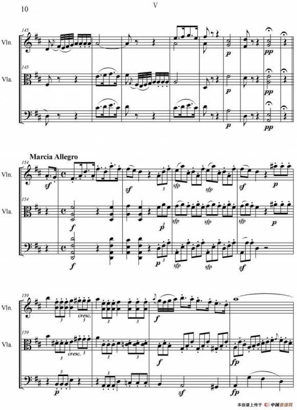 Serenate（String Trio）（D大调弦乐三重奏Op.8,V）