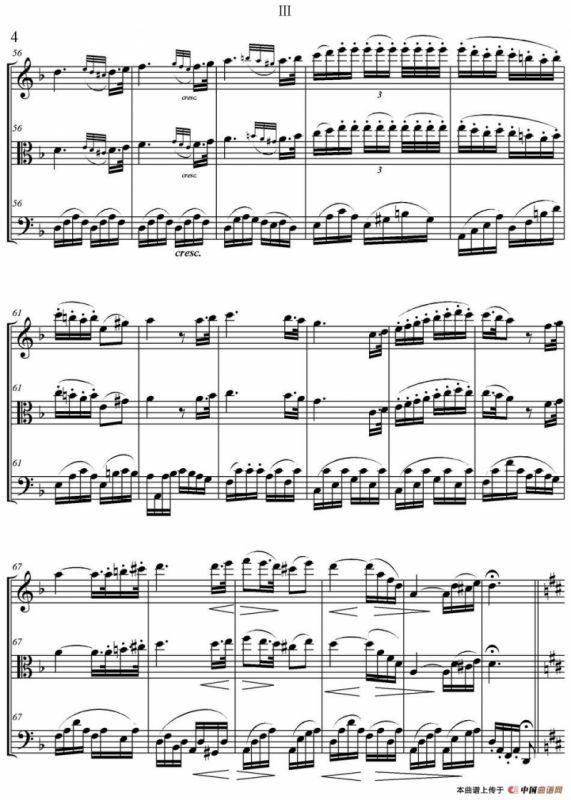 Serenate（String Trio）（D大调弦乐三重奏Op.8,III）