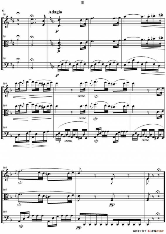 Serenate（String Trio）（D大调弦乐三重奏Op.8,III）