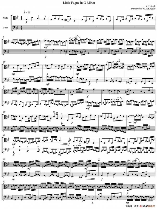 Little Fugue in G Minor（G小调小赋格曲、中提琴+大提琴）