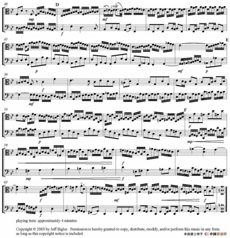 Little Fugue in G Minor（G小调小赋格曲、中提琴+大提琴）