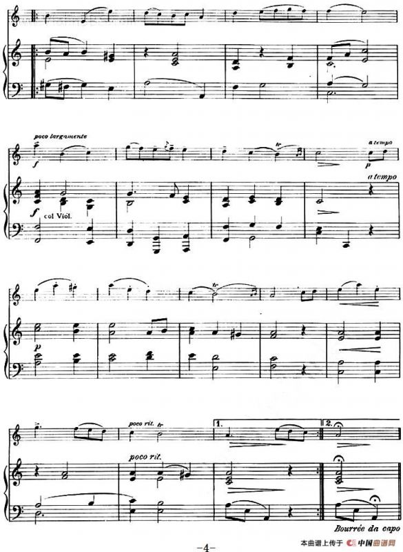 两首舞曲（布列舞曲、小步舞曲、小提琴+钢琴伴奏）