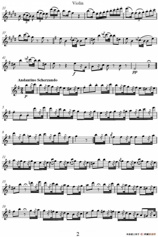 帕格尼尼六首《小提琴和吉他二重奏》 (M.S.110)（小提琴分谱）