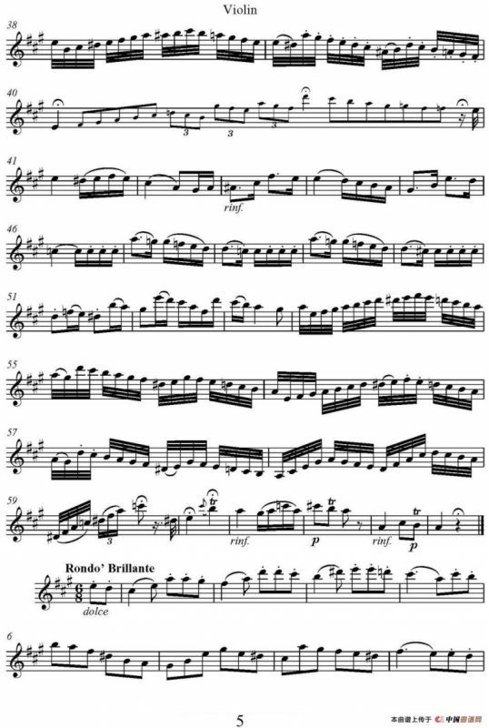 帕格尼尼六首《小提琴和吉他二重奏》 (M.S.110)（小提琴分谱）