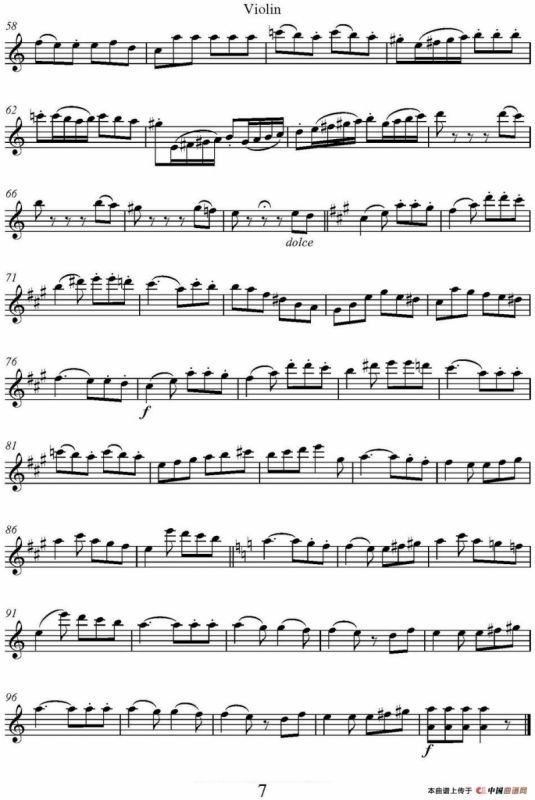 帕格尼尼六首《小提琴和吉他二重奏》 (M.S.110)（小提琴分谱）