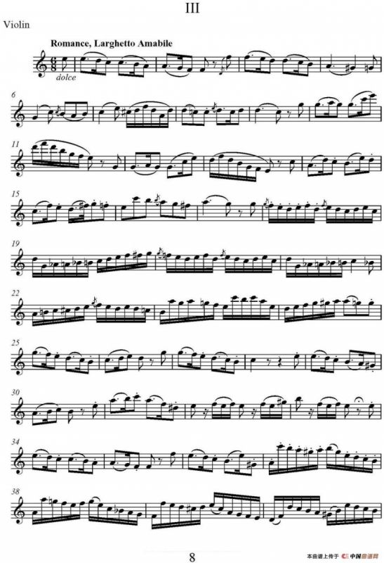 帕格尼尼六首《小提琴和吉他二重奏》 (M.S.110)（小提琴分谱）