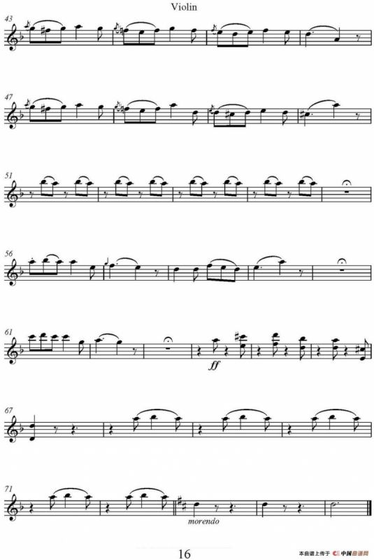 帕格尼尼六首《小提琴和吉他二重奏》 (M.S.110)（小提琴分谱）