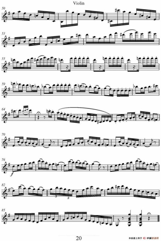 帕格尼尼六首《小提琴和吉他二重奏》 (M.S.110)（小提琴分谱）