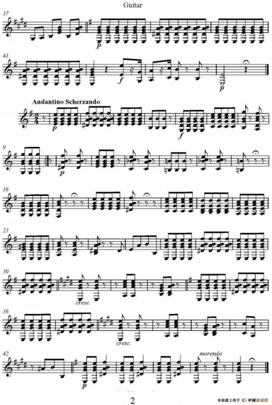 帕格尼尼六首《小提琴和吉他二重奏》 (M.S.110)（吉他分谱）