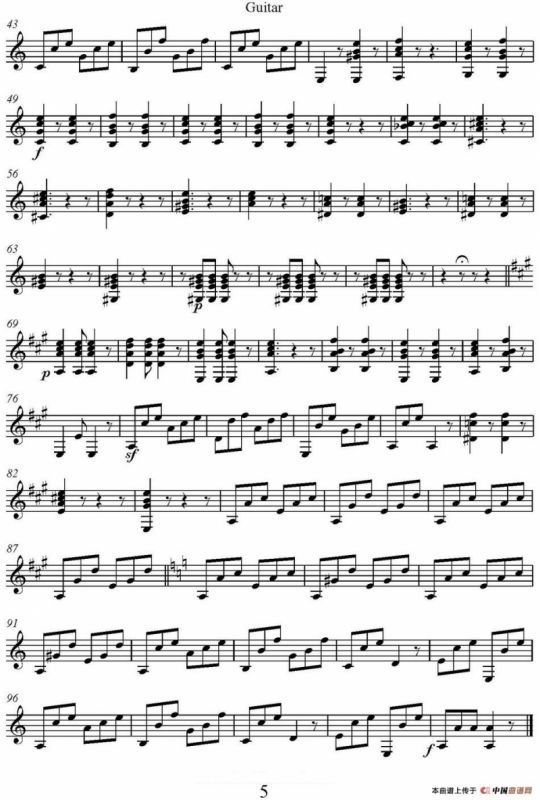 帕格尼尼六首《小提琴和吉他二重奏》 (M.S.110)（吉他分谱）