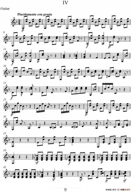 帕格尼尼六首《小提琴和吉他二重奏》 (M.S.110)（吉他分谱）