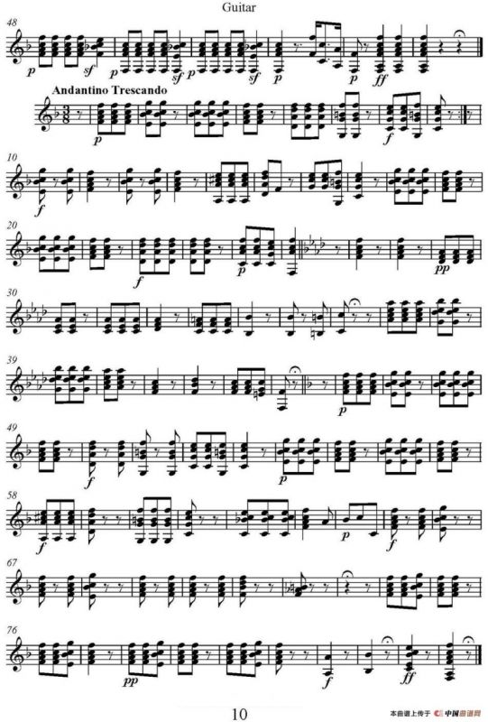 帕格尼尼六首《小提琴和吉他二重奏》 (M.S.110)（吉他分谱）