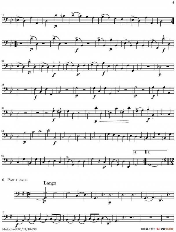 Op.6 VIII. Concerto Grosso（大协奏曲）（四重奏大提琴分谱）