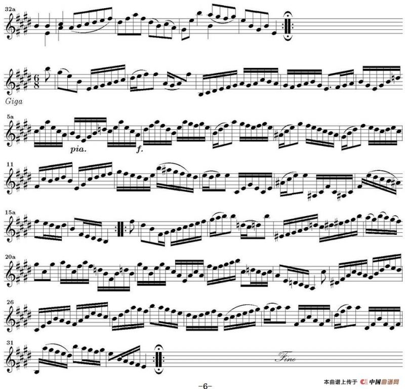 Bach Sonata BWV1006（无伴奏小提琴组曲）