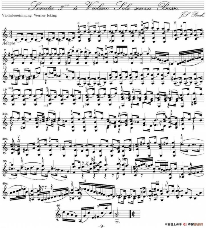 Bach Sonata BWV1005（无伴奏小提琴组曲）