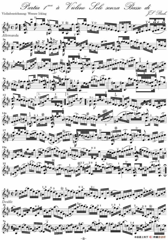 Bach Sonata BWV1002（无伴奏小提琴组曲）