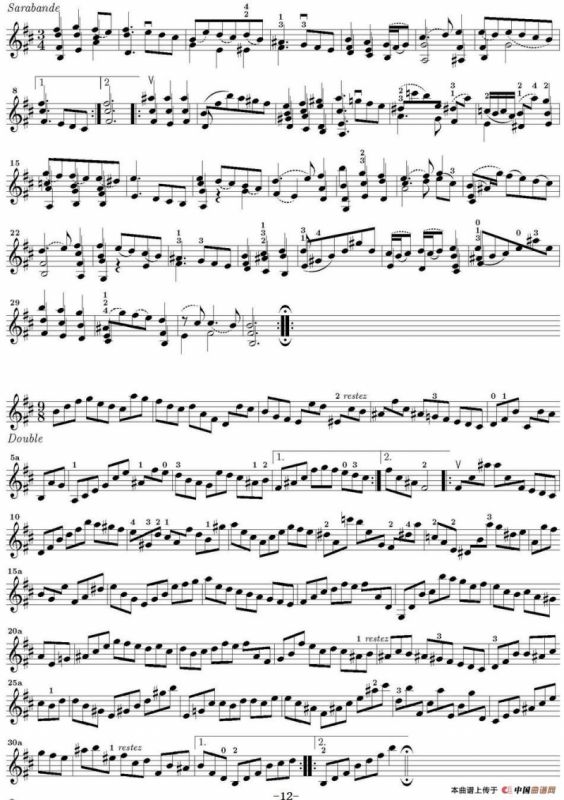 Bach Sonata BWV1002（无伴奏小提琴组曲）