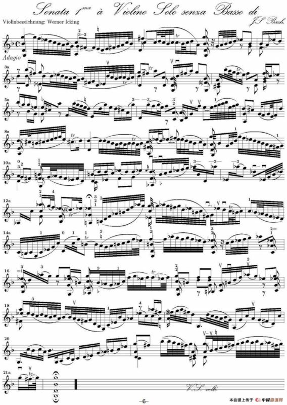 Bach Sonata BWV1001（无伴奏小提琴组曲）