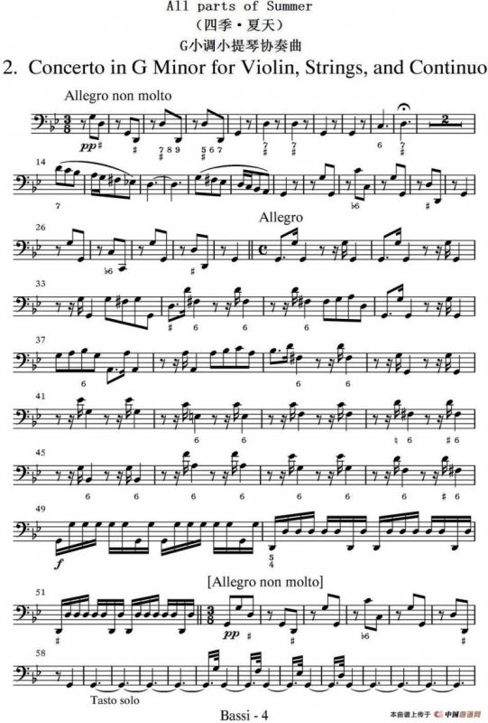 All parts of Summer（四季·夏天）（贝斯分谱）