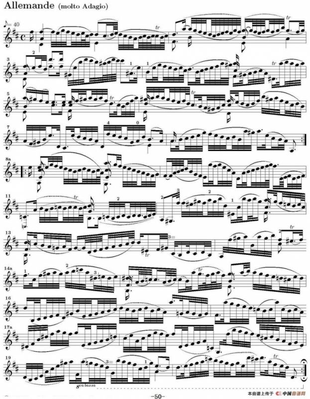 Six Suite Violincello Solo senza Basso（Suite VI）（6首无伴奏大提琴组曲·Ⅵ）