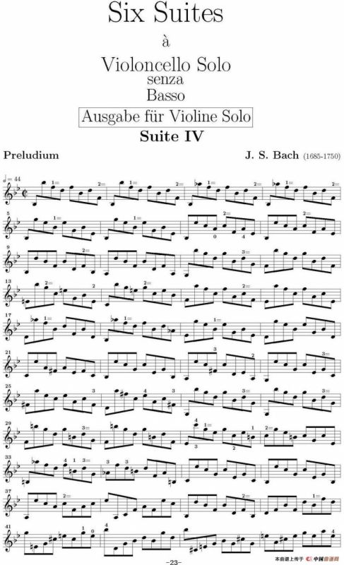Six Suite Violincello Solo senza Basso（Suite IV）（6首无伴奏大提琴组曲·Ⅳ）