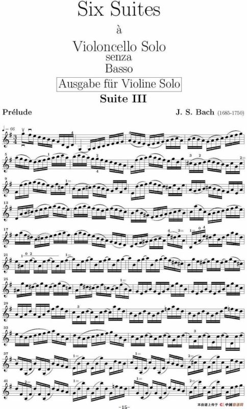 Six Suite Violincello Solo senza Basso（Suite III）（6首无伴奏大提琴组曲·Ⅲ）