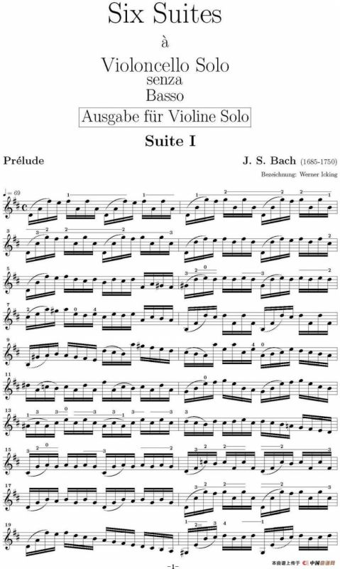 Six Suite Violincello Solo senza Basso（Suite I）（6首无伴奏大提琴组曲·Ⅰ）