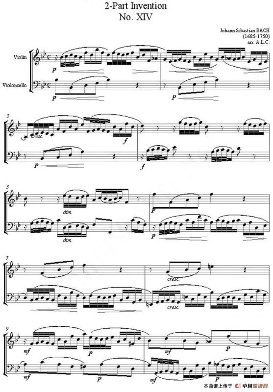2-Part Invention XIV（二部创意曲No.14）（小提琴、大提琴二重奏）
