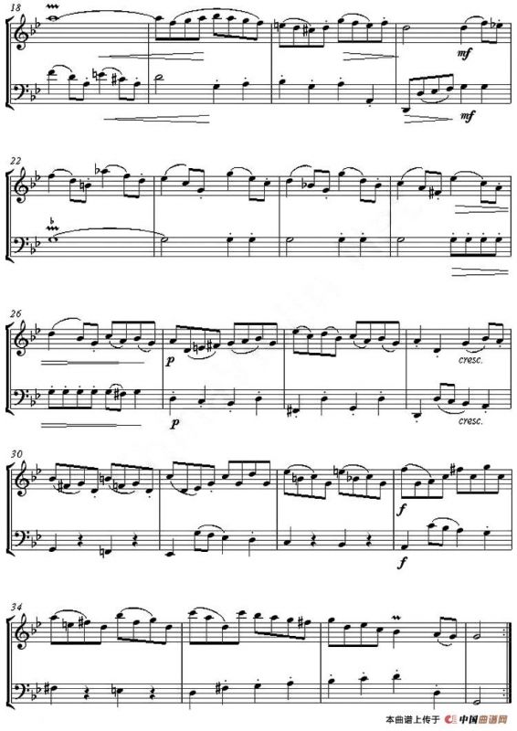 Gavotte from English Suite,No.3 in G minor（加沃特舞曲）（小提琴、大提琴二重奏）