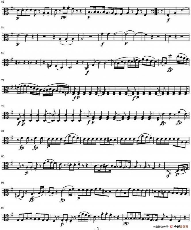 String Quartet KV.387（弦乐四重奏中提琴分谱）