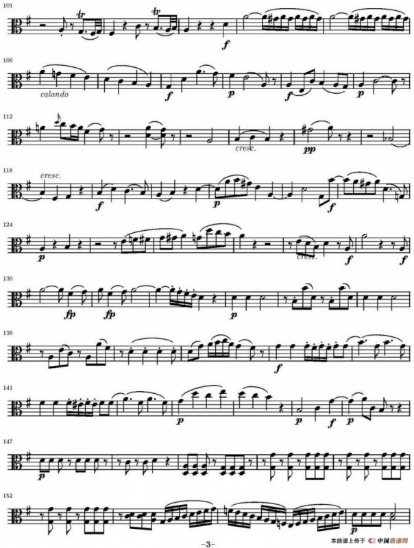 String Quartet KV.387（弦乐四重奏中提琴分谱）