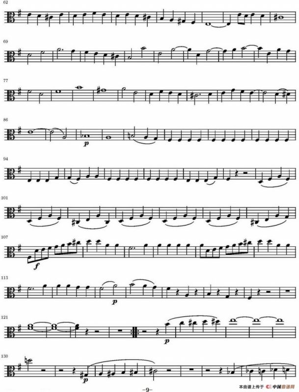 String Quartet KV.387（弦乐四重奏中提琴分谱）