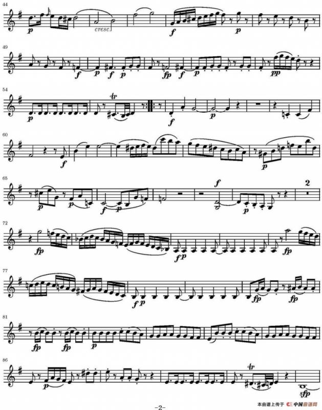 String Quartet KV.387（弦乐四重奏第二小提琴分谱）