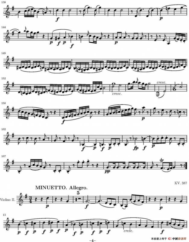 String Quartet KV.387（弦乐四重奏第二小提琴分谱）