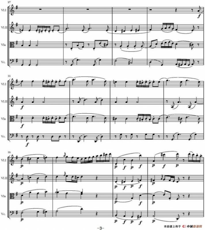 String Quartet KV.387（G大调弦乐四重奏）