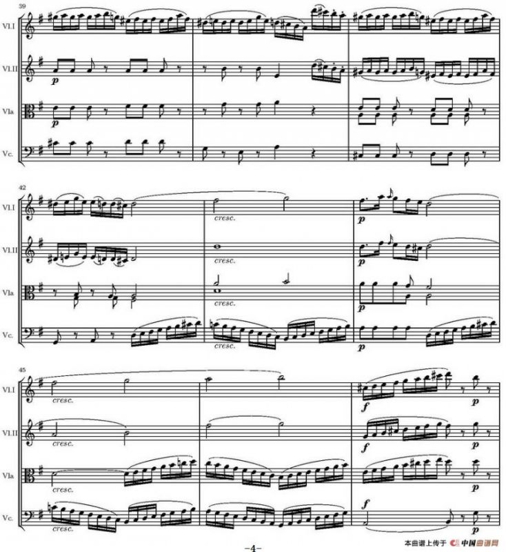 String Quartet KV.387（G大调弦乐四重奏）