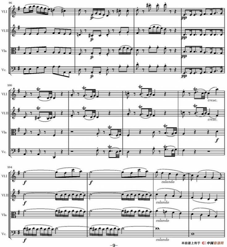 String Quartet KV.387（G大调弦乐四重奏）