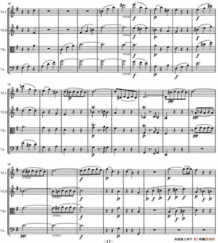 String Quartet KV.387（G大调弦乐四重奏）