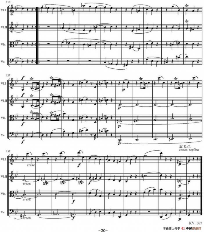 String Quartet KV.387（G大调弦乐四重奏）