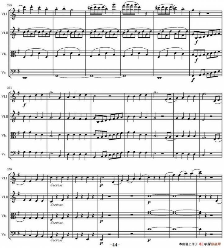 String Quartet KV.387（G大调弦乐四重奏）