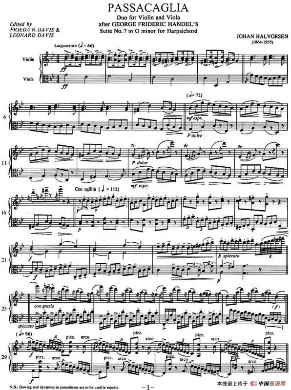 Passacaglia（帕萨卡利亚）（小提琴+中提琴）