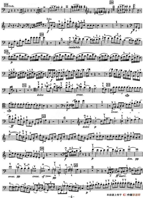 C大调小提琴协奏曲 Op.56（大提琴分谱）