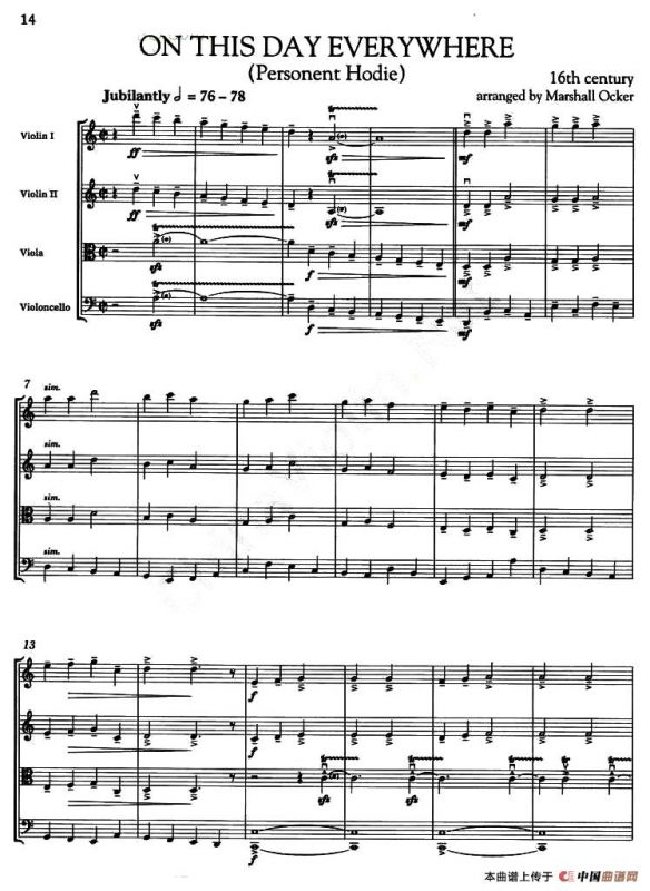 ON THIS DAY EVERYWHERE（圣诞音乐、弦乐四重奏）