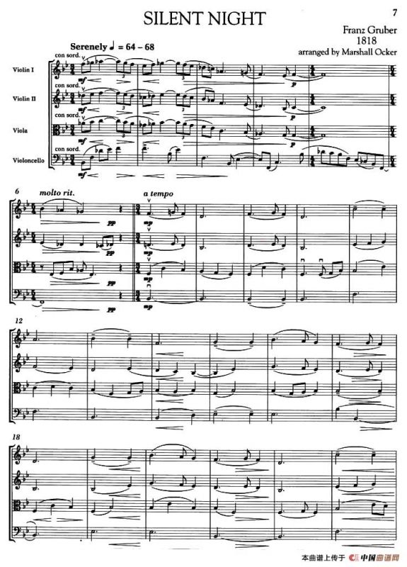 SILENT NIGHT（圣诞音乐、弦乐四重奏）