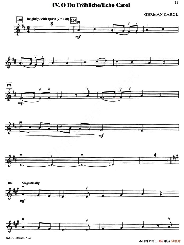 IV.O DU FROHLICHE／ECHO CAROL（小提琴分谱）