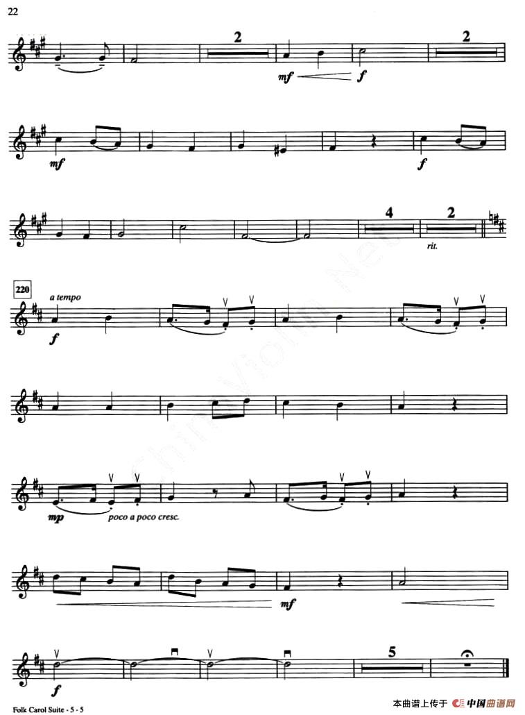 IV.O DU FROHLICHE／ECHO CAROL（小提琴分谱）