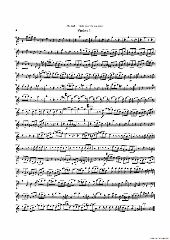 Concerto for Violin in A Minor bwv1041（第一小提琴分谱）