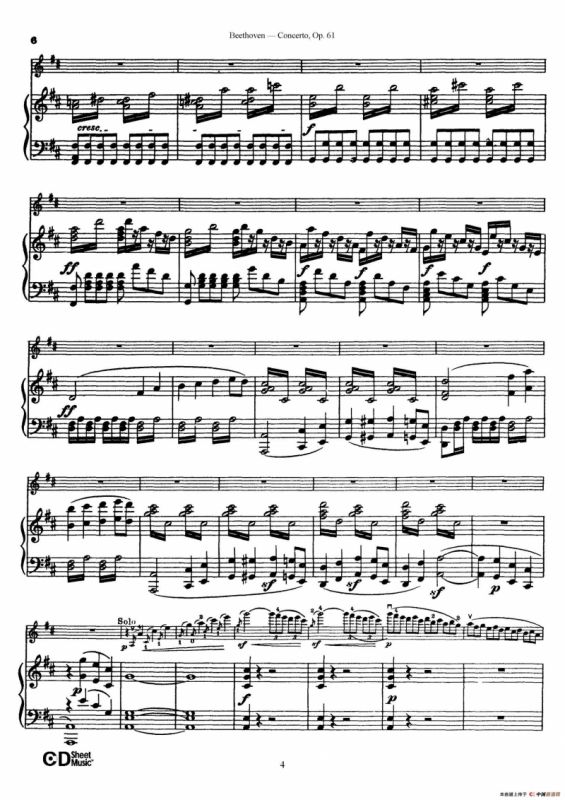 D大调小提琴协奏曲 Op.61（小提琴与钢琴版）