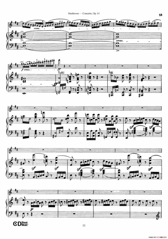 D大调小提琴协奏曲 Op.61（小提琴与钢琴版）