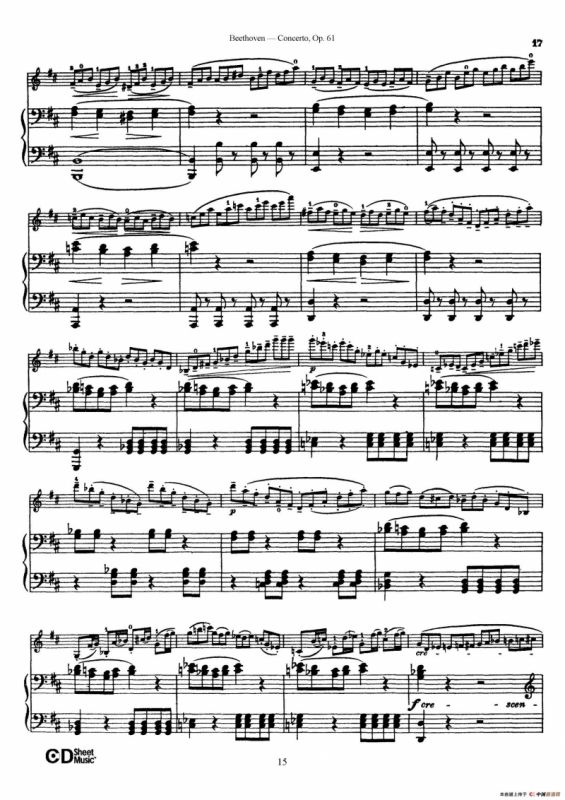 D大调小提琴协奏曲 Op.61（小提琴与钢琴版）